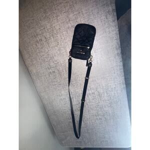 MZ Wallace Black Quilted Nylon Crossbody Phone Bag Gold Hardware